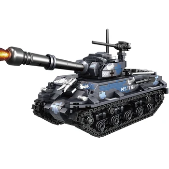 2022 Вторая Мировая Война WW2 Армия Военные Солдаты Городская Полиция Спецназ M4 Средний Танк Шерман Модель Строительные Блоки Кирпичи Детские Игрушки