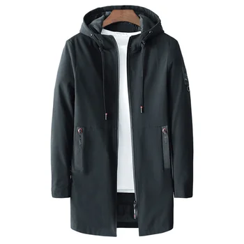 2023, Новая весенняя мужская куртка-ветровка, легкие модные уличные водонепроницаемые Длинные куртки с капюшоном, Мужской ветрозащитный повседневный тренч