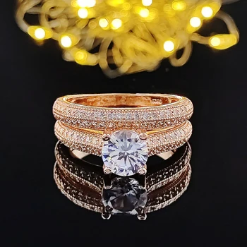 2023 новый дизайн, набор обручальных колец цвета розового золота и серебра для женщин, подарок на годовщину помолвки, банкетные украшения R5030