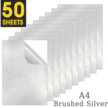 50 Листов матовой серебряной бумаги для печати виниловых наклеек, водонепроницаемая самоклеящаяся бумага для струйного принтера, этикетка 