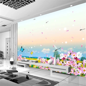 beibehang цветы насекомое фотообои на заказ обои для телевизора настенная роспись дивана в гостиной обои papel de parede 3d