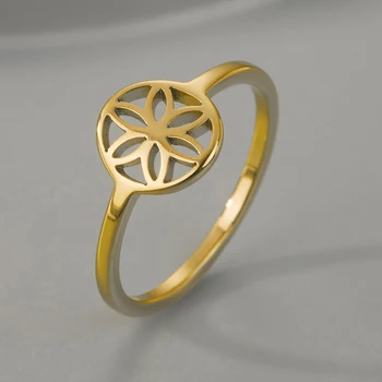 LUTAKU Креативное простое кольцо с белым Лотосом из нержавеющей стали для женщин и мужчин, изысканные ювелирные изделия, шарм, Уникальный подарок