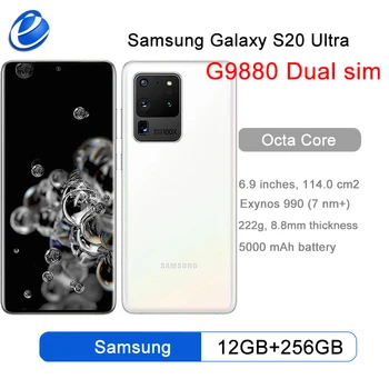 Samsung Galaxy S20 Ultra G9880 С Двумя sim-картами 256 ГБ ПЗУ Разблокированный Мобильный Телефон Восьмиядерный 6,9 