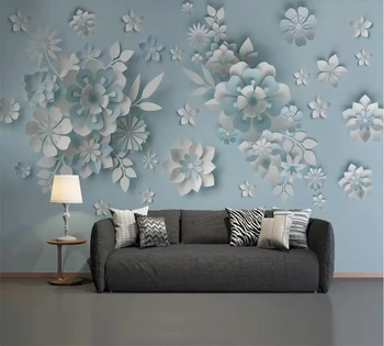 wellyu Пользовательские крупномасштабные фрески 3D обои в скандинавском стиле рельефный цветок гостиная спальня фоновые обои 3d фреска
