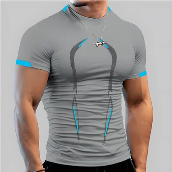Быстросохнущая летняя рубашка для бега, спортивная рубашка, Спортивная футболка, Мужская футболка для тренировок, Мужская футболка для фитнеса, Одежда большого размера с короткими рукавами.