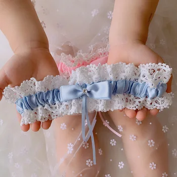 Голубая свадебная подвязка Для душа Невесты, подарок на память, Кружевной Цветочный бант со стразами, Сексуальная женская подвязка для ног, кольцо для бедер, подвязка для бедер