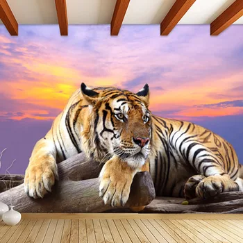 Индивидуальные 3D Обои с животными Тигр Большая Фреска Спальня Гостиная Диван Фон Рулон 3D Фотообоев Papel De Pared