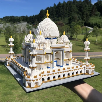 Индия Дворец Тадж-Махал Храм Model3D Модель DIY Мини Алмазные Блоки Кирпичи Строительство Мировой Архитектуры Игрушка для Детей