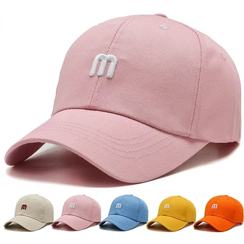 Летние Женские Мужские бейсболки с вышитой цветами буквой M, однотонные солнцезащитные кепки Snapback, спортивные бейсболки в стиле хип-хоп, Casquette