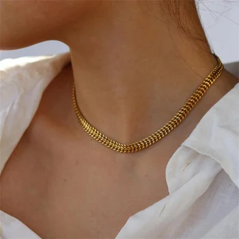 Мужские и женские короткие ожерелья-цепочки из 18-каратного золота с подвесками на ключицах для женщин, ювелирные ошейники из нержавеющей стали