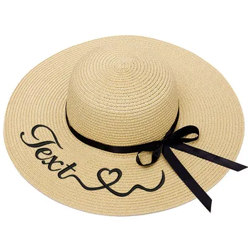 Настроить Текст Вышивки Название Женская Солнцезащитная Шляпа Большая Шляпа Невесты Соломенная Шляпа С Полями Уличная Пляжная Шляпа Подарок Для Вечеринки Дропшиппинг