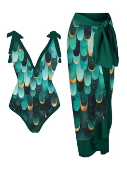 Новое женское бикини 2023 с зеленым принтом, облегающие купальники с высокой талией и сексуальным дизайном на шнуровке