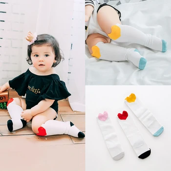 Носки для новорожденных девочек и мальчиков Унисекс, Хлопковые Носки до колена для малышей, Мягкие нескользящие Длинные Носки для младенцев от 0 до 3 лет