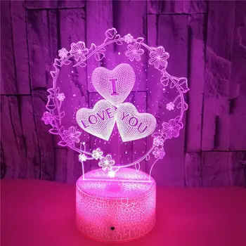 Ночная 3D лампа, я ЛЮБЛЮ ТЕБЯ, Свадебный подарок на День Святого Валентина для влюбленных, Цветная светодиодная лампа, Предложение, украшение комнаты, Романтическая лампа