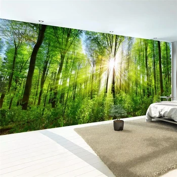 Обои beibehang настенная роспись на заказ гостиная HD картина с лесным пейзажем солнечный свет сквозь лес фоновая стена телевизора