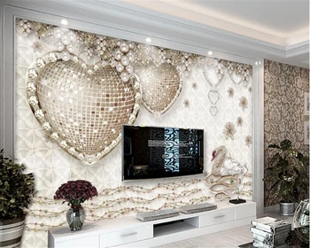 Обои на заказ Beibehang Изысканные романтические трехмерные украшения в форме сердца гостиная ТВ фон стены 3D обои
