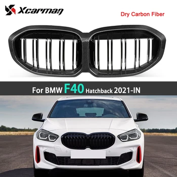 Передние решетки из настоящего сухого углеродного волокна, Бампер, капот, Замена решетки радиатора для BMW 1 серии Хэтчбек F40 2021-В Автомобильных аксессуарах