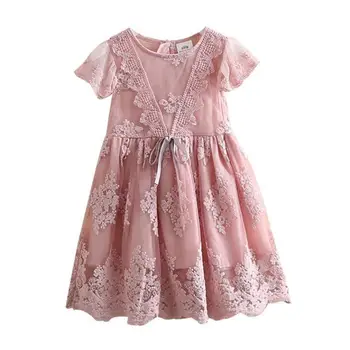 Платья принцесс для девочек, летняя новинка 2022, модная детская одежда, милое кружевное платье с бабочкой и бантом, удобное платье, детский костюм2-10Y
