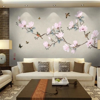 Пользовательские обои beibehang 3d фрески новая китайская простая ручная роспись птица магнолия ТВ фоновая стена Yutang богатые 3D обои