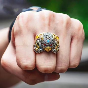 Преувеличенный винтажный дизайн Big Birdman Monster, Тайское Серебряное мужское кольцо для подарка на Хэллоуин, не выцветает, горячая распродажа