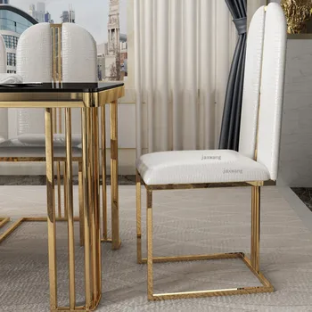роскошный обеденный стул с золотыми ножками nordic home Стул для гостиной со спинкой минималистичная белая современная кухонная мебель одноместный рабочий стул