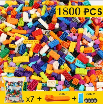Строительные блоки DIY 250-1800 шт., Креативные Кирпичи, Совместимые Классические Кирпичи, Объемная Базовая пластина, Развивающая игрушка для детей