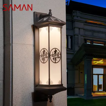 Уличный Солнечный настенный светильник SAMAN, Креативный Китайский Кофейный светильник, Светодиодный Водонепроницаемый IP65 для дома, Виллы, балкона, двора