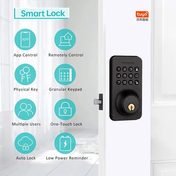 Умный дверной замок WAFU, пароль, ключ, приложение Tuya, удаленная разблокировка Bluetooth-соединения для домов, квартир, электронный дверной замок