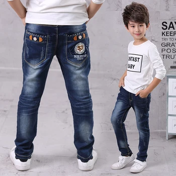 1 шт. Детские джинсы для маленьких мальчиков, хлопчатобумажная одежда, штаны, топы для маленьких мальчиков, джинсовые брюки, детская одежда 4-11 лет
