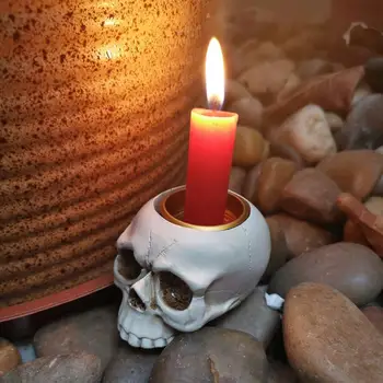 1 шт. подсвечники с черепами, украшения для вечеринки в честь Хэллоуина, 3D-подсвечник со скелетом из смолы, декор для ужина при свечах, креативный подарок