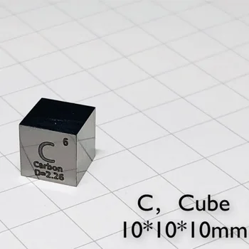 10 X 10 X 10 мм 6-Сторонняя ПОЛИРОВАННАЯ отделка С Двусторонней гравировкой На Углеродном Кубе Периодическая Таблица Элементов Cube (C 99,9%)