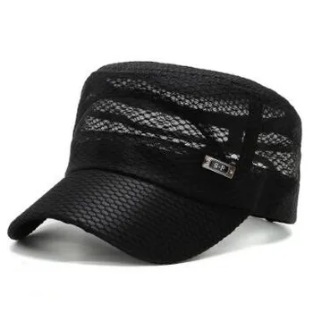 2023 Новые стильные летние мужские сетчатые плоские кепки, полые дышащие военные шляпы для мужчин, регулируемые по размеру повседневные спортивные кепки для дальнобойщиков