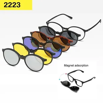 6 В 1 Пользовательские Мужские Женские поляризованные оптические магнитные солнцезащитные очки с магнитным зажимом на солнцезащитных очках Polaroid Clip на оправе солнцезащитных очков