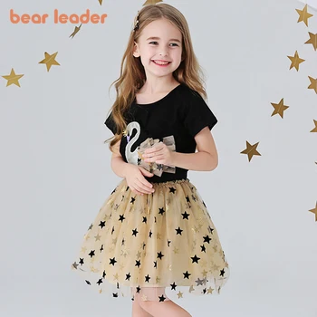 Bear Leader 2023, Новый Летний Комплект Детской одежды Для девочек, Короткая футболка с фруктами + Бальное платье с бантом, Комплекты одежды из 2 предметов от 3 до 7 лет