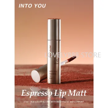 INTO YOU Espresso Lip Matt Lipstick Легкая Тонкая Бархатная матовая Стойкая Красная грязь для губ, Водостойкая Корейская косметика для макияжа красоты