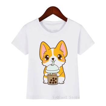 kawaii Cgi drinking a drink футболка с животным принтом для девочек и мальчиков, летние топы, детская одежда, рубашка в стиле харадзюку, camisetas, забавная футболка