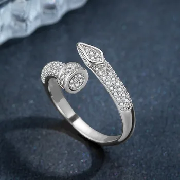 Uilz Новый дизайн 2023, Регулируемое кольцо с цирконием в форме ногтя для женщин, простое Геометрическое кольцо, Элегантные Повседневные эстетические украшения