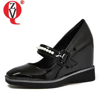 ZVQ Женская осенняя обувь на новом стильном наклонном каблуке, модные украшения из бисера, офисные женские туфли, удобная вентиляция