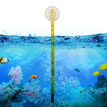 Аквариумный термометр Датчик температуры воды Термометр для аквариумных рыбок Стеклянный аквариум с присоской Аксессуар Аквариум
