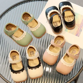 Весенне-осенняя обувь для девочек, оборки, Лоскутная детская обувь Mary Jane, Кожаная обувь с квадратным носком для малышей, детская модельная обувь 198R