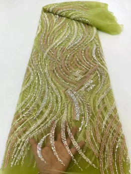 Высококачественная модная кружевная ткань для жениха из африканского тюля с вышивкой и пайетками, кружевная ткань для свадебного платья xc65