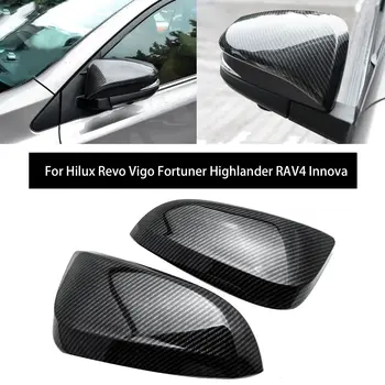 Декоративная накладка крышки бокового зеркала заднего вида из углеродного волокна для Toyota Hilux Revo Vigo Fortuner Highlander RAV4 Innova