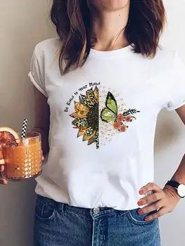 Женская бабочка, милая футболка с графическим рисунком 90-х, Женская одежда, футболки с принтом, Летняя футболка с коротким рукавом, Повседневная женская мода
