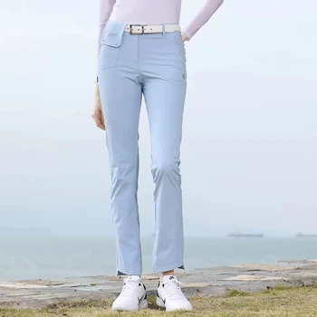 Женские брюки Love Golf, Весна-лето, дышащие эластичные брюки, Быстросохнущие Спортивные Тонкие Длинные брюки с высокой талией, женская одежда для гольфа