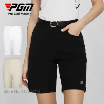 Женские летние спортивные шорты PGM с высокой талией, быстросохнущие шорты для гольфа, эластичные короткие брюки с разрезом, женские повседневные спортивные штаны для гольфа XS-XL