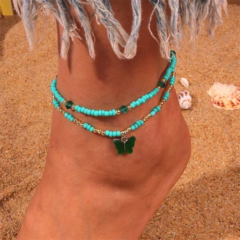Женские ножные браслеты из чешского бисера ручной работы, милые животные, браслет-бабочка, браслет на ногу, летняя пляжная цепочка для ног, ювелирные подарки
