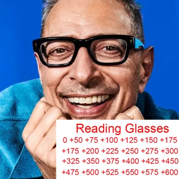 Классические мужские квадратные очки для чтения, модные Брендовые дизайнерские ретро-черные очки с заклепками, женские Увеличительные очки для дальнозоркости + 2,5
