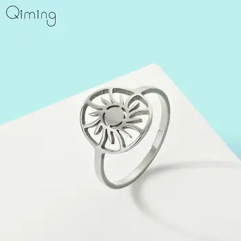 Круглое кольцо с солнцем на большом пальце из нержавеющей стали для женщин, подарок лучшей подруге, Бижутерия, Минималистичные кольца Bague