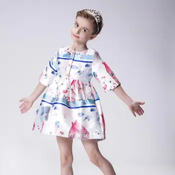 Летнее платье для маленьких девочек, брендовые вечерние платья принцессы с рисунком граффити и коротким рукавом для девочек, детская одежда, детские костюмы