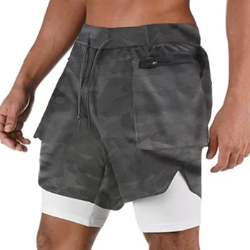 Летние шорты 2023 Мужские свободные широкие двойные прямые брюки камуфляжные брюки Speed Dry с множеством карманов Тренировочные брюки